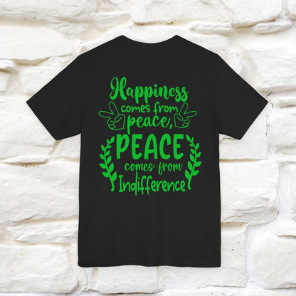 "Happiness Comes From Peace, Peace Comes From Indifference" Cat T-Shirt| Front & Back Design | Nunu&Miao Studio - Nunu&Miao Studio
