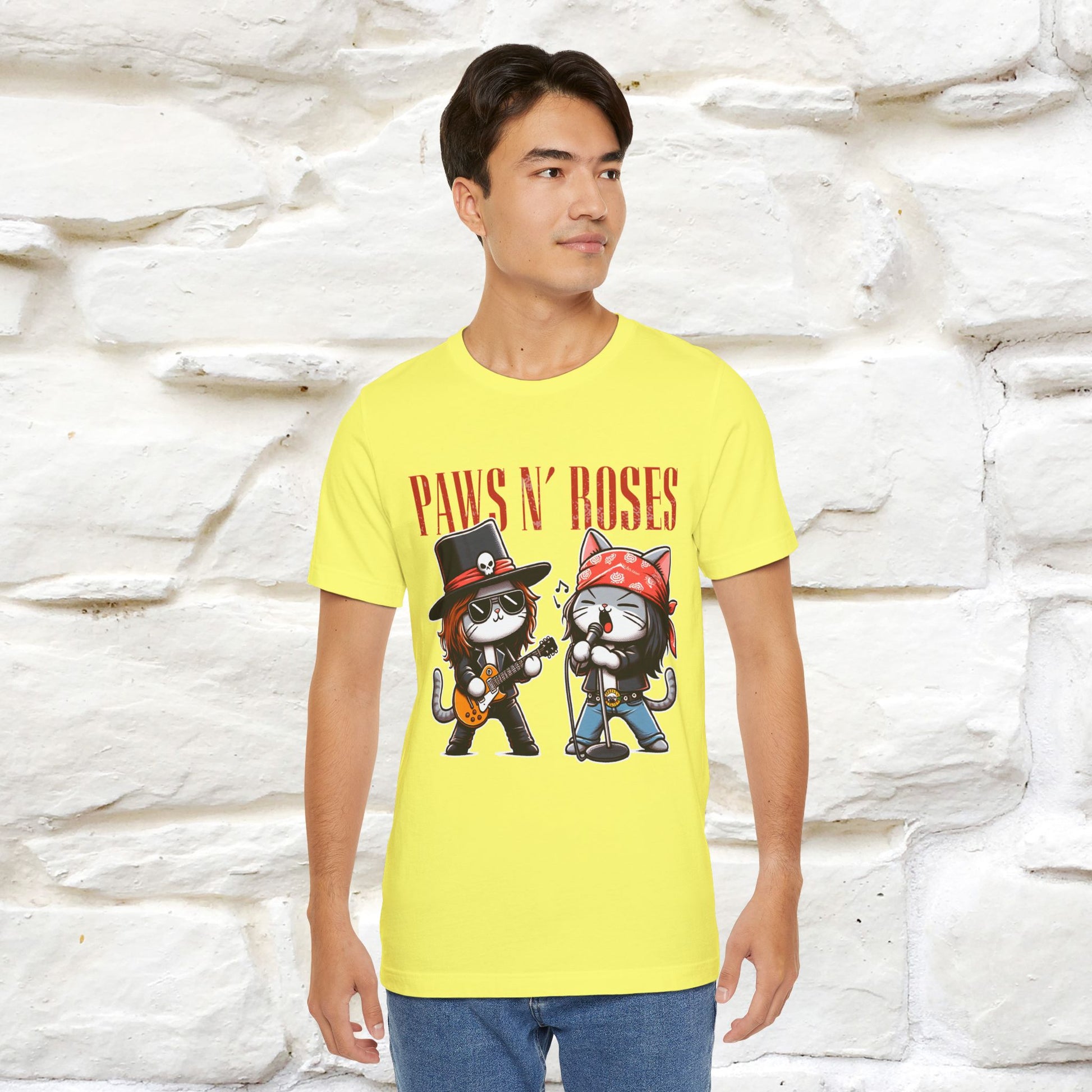Paws N' Roses T-Shirt | Rock-Inspired Cat Lover  | Nunu&Miao Studio - Nunu&Miao Studio
