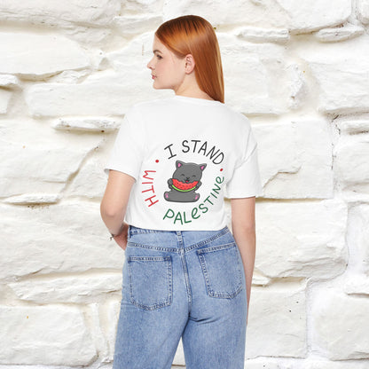 "I Stand With Palestine" Cat T-shirt | Front & Back Design |Nunu&Miao Studio - Nunu&Miao Studio