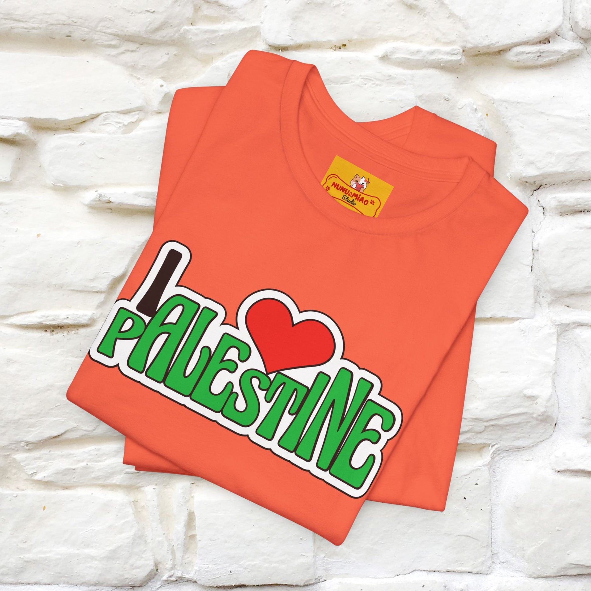 "I Love Palestine" Cat T-shirt | Front & Back Design |Nunu&Miao Studio - Nunu&Miao Studio