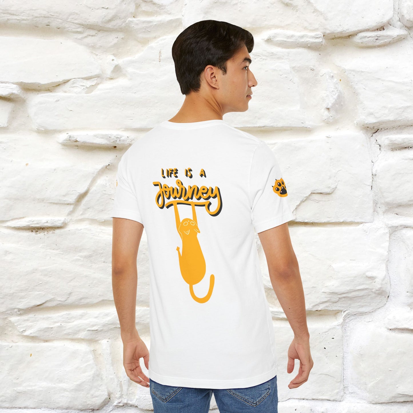 "Life Is A Journey'' Cat T-Shirt | Front & Back Design | Nunu&Miao Studio - Nunu&Miao Studio