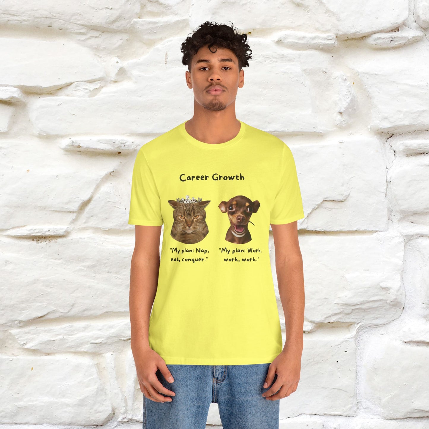 "Career Growth: Cat vs. Dog" | Cat T-Shirt | Nunu&Miao Studio - Nunu&Miao Studio