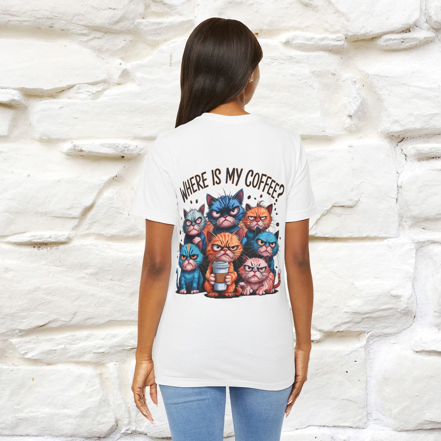 "Where Is My Coffe?" Cat T-Shirt | Front & Back Design | Nunu&Miao Studio