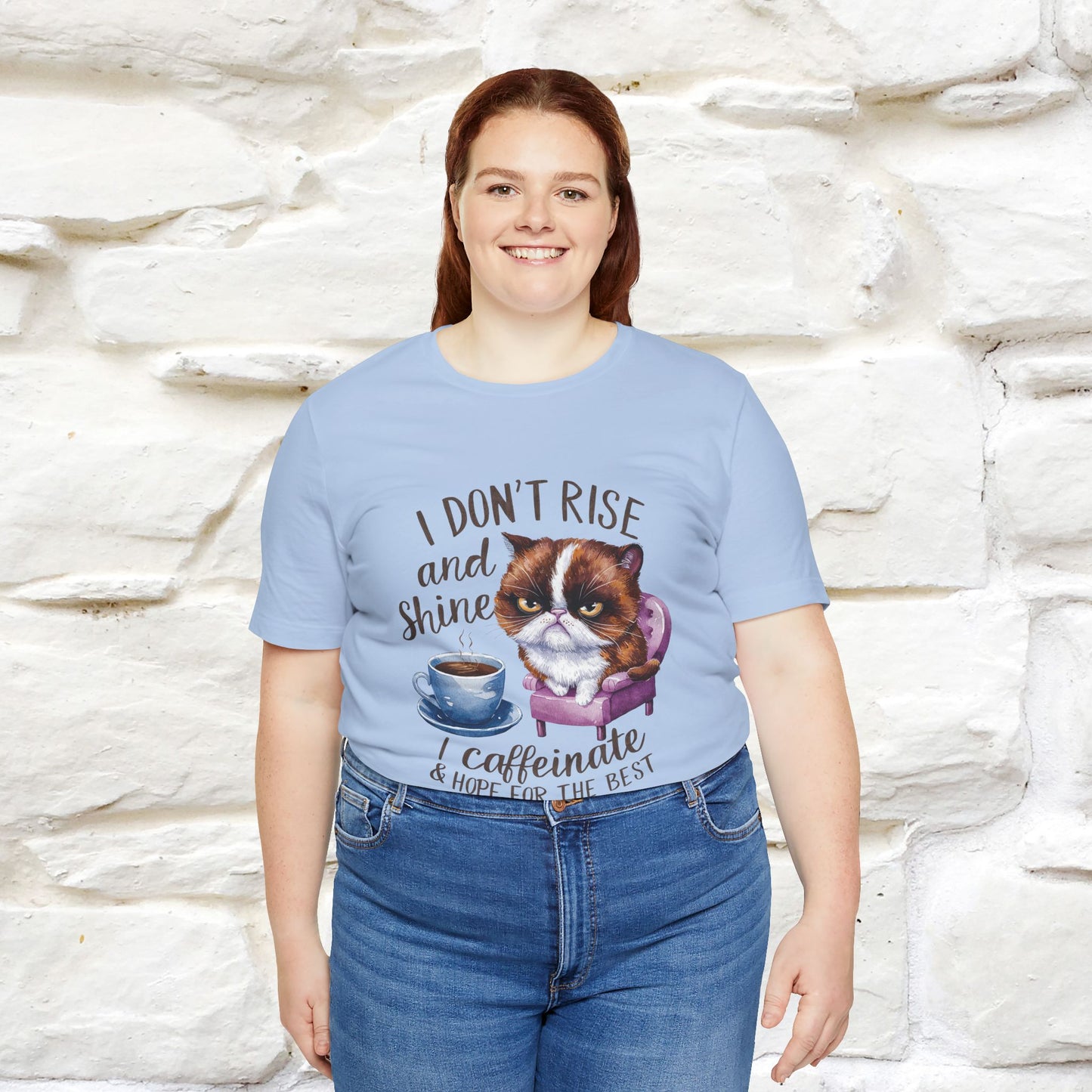 I Don’t Rise and Shine, I Caffeinate ....| Funny Cat T-Shirt| Nunu&Miao Studio - Nunu&Miao Studio