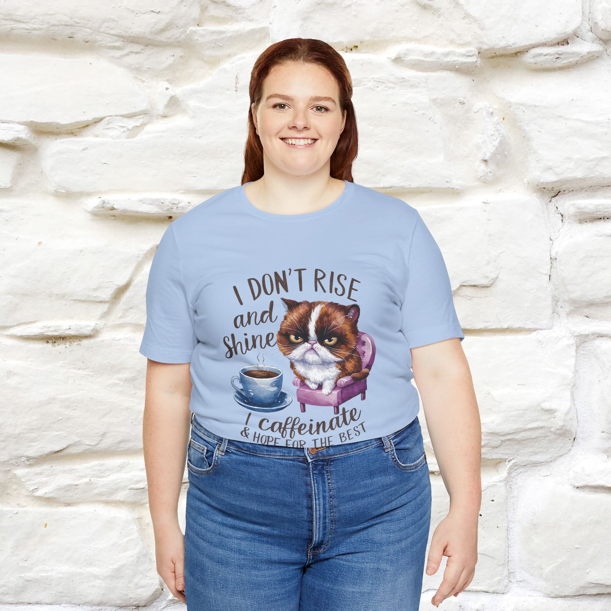 I Don’t Rise and Shine, I Caffeinate ....| Funny Cat T-Shirt| Nunu&Miao Studio - Nunu&Miao Studio