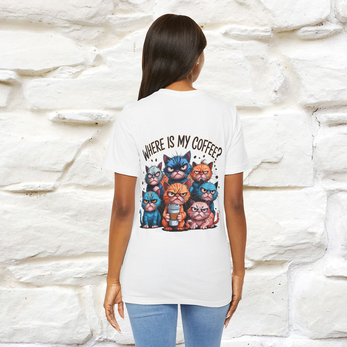 "Where Is My Coffe?" Cat T-Shirt | Front & Back Design | Nunu&Miao Studio