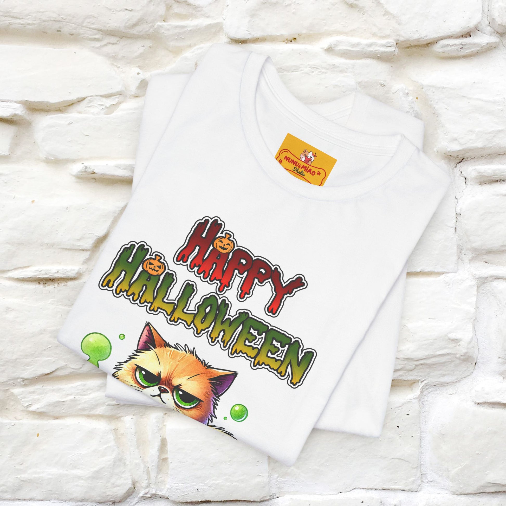"Angry Cat Happy Halloween" Cat  T-shirt |Nunu&Miao Studio - Nunu&Miao Studio