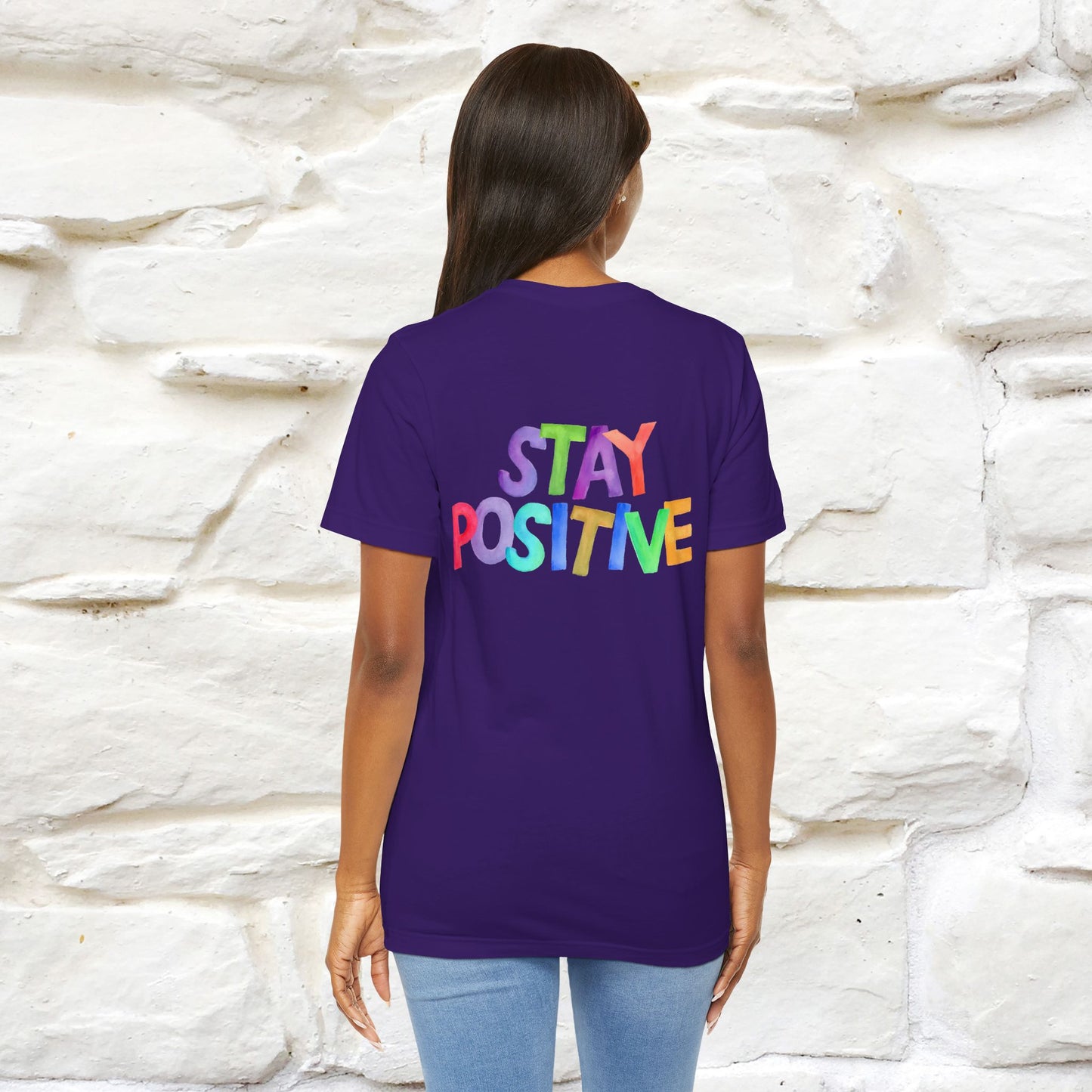 "Stay Positive'' Cat T-Shirt | Front & Back Design | Nunu&Miao Studio - Nunu&Miao Studio