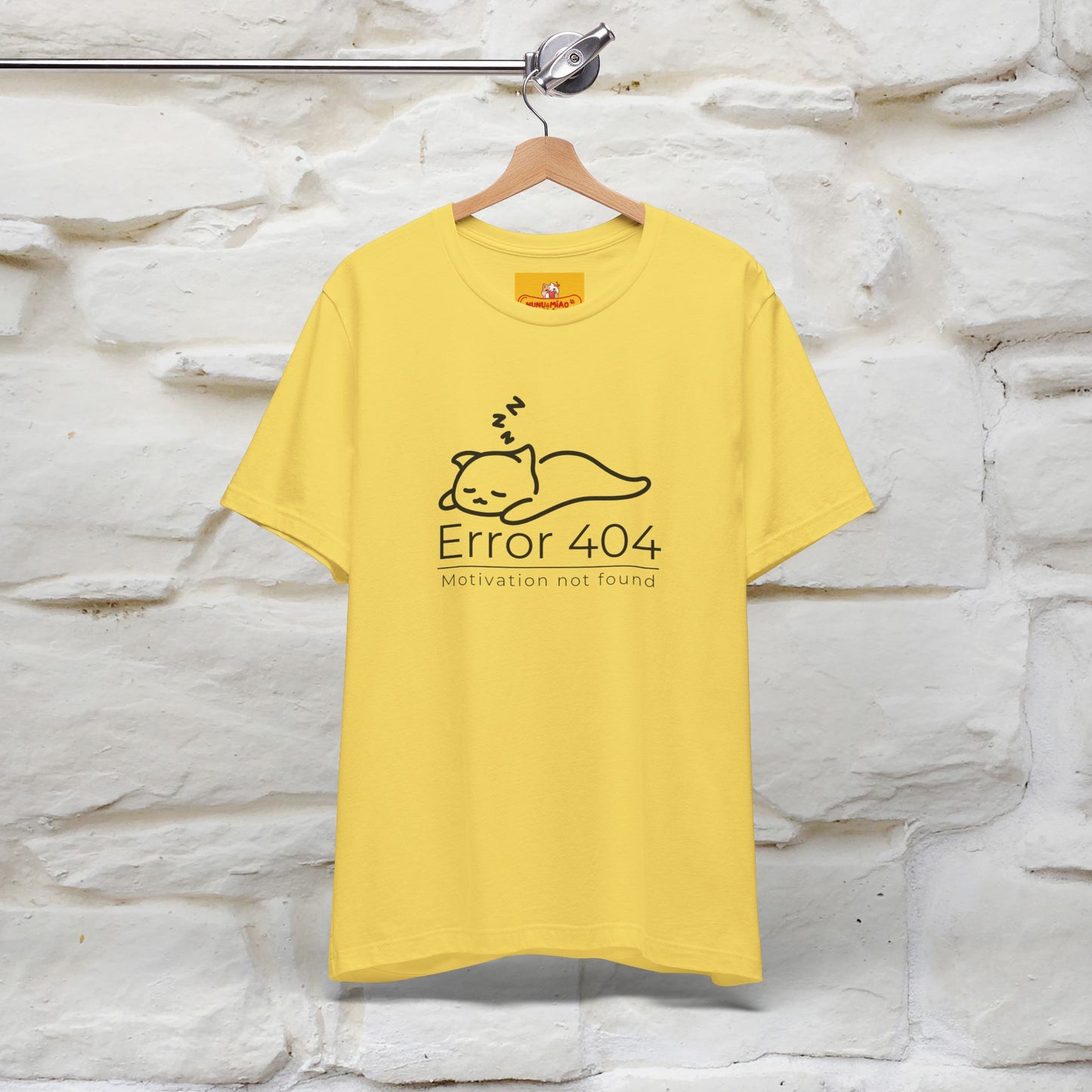 ''Error 404 Motivation Not Found'' Cat T-Shirt Front and Back Design | Nunu&Miao Studio - Nunu&Miao Studio