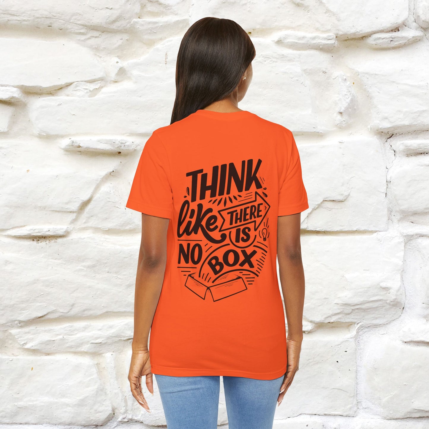 "Think Like There Is No Box" Cat T-Shirt| Front & Back Design | Nunu&Miao Studio - Nunu&Miao Studio