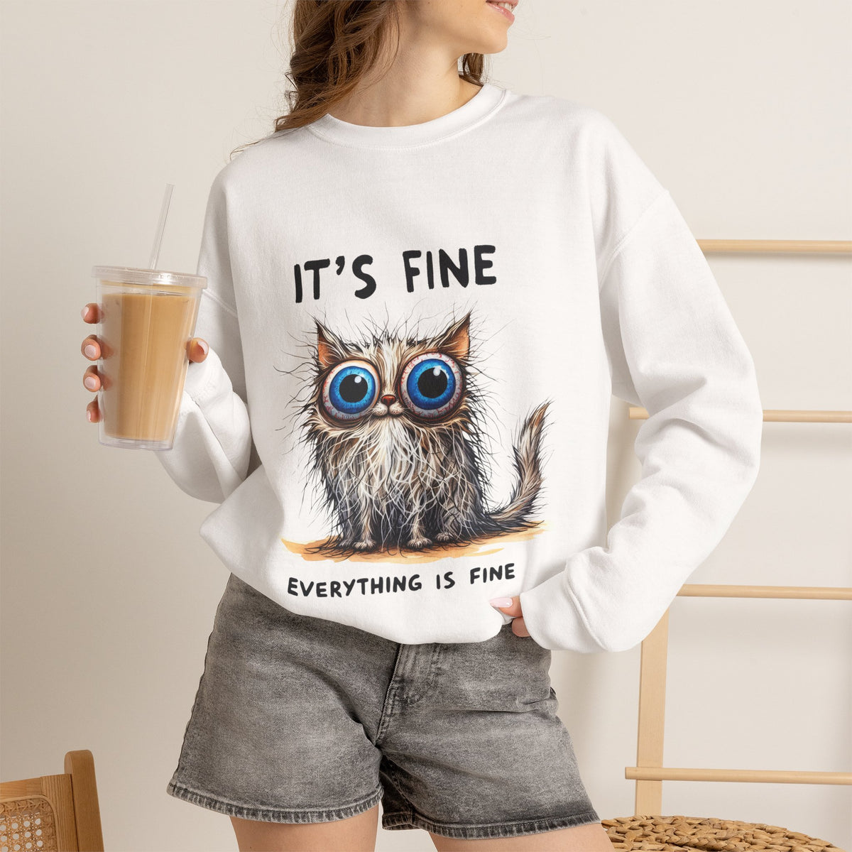 "It's Fine'' |Cat Sweatshirt | Nunu&Miao Studio