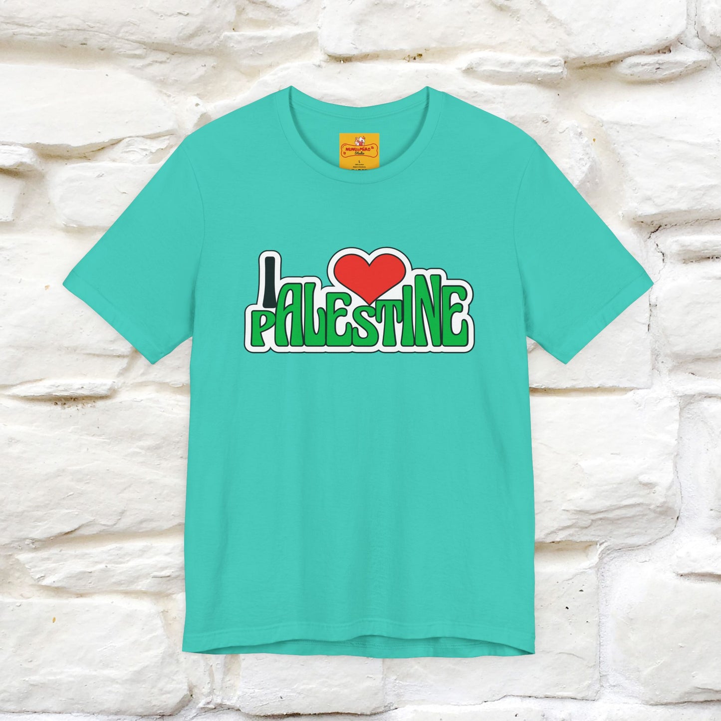 "I Love Palestine" Cat T-shirt | Front & Back Design |Nunu&Miao Studio - Nunu&Miao Studio