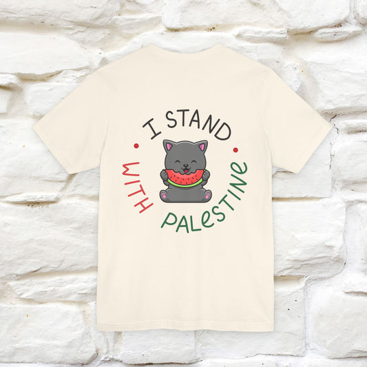 "I Stand With Palestine" Cat T-shirt | Front & Back Design |Nunu&Miao Studio - Nunu&Miao Studio