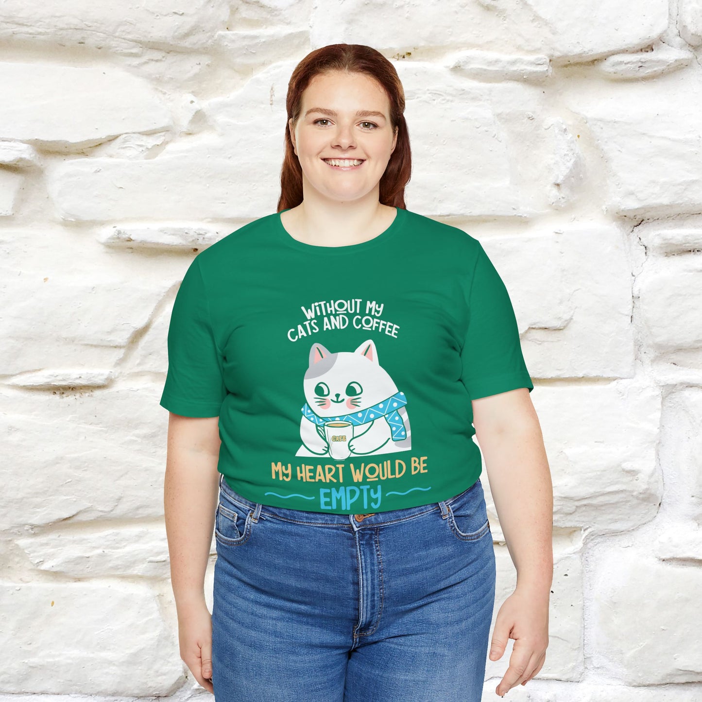 "Without My Cats and Coffee, My Heart Would Be Empty" Cat T-shirt | Nunu&Miao Studio - Nunu&Miao Studio