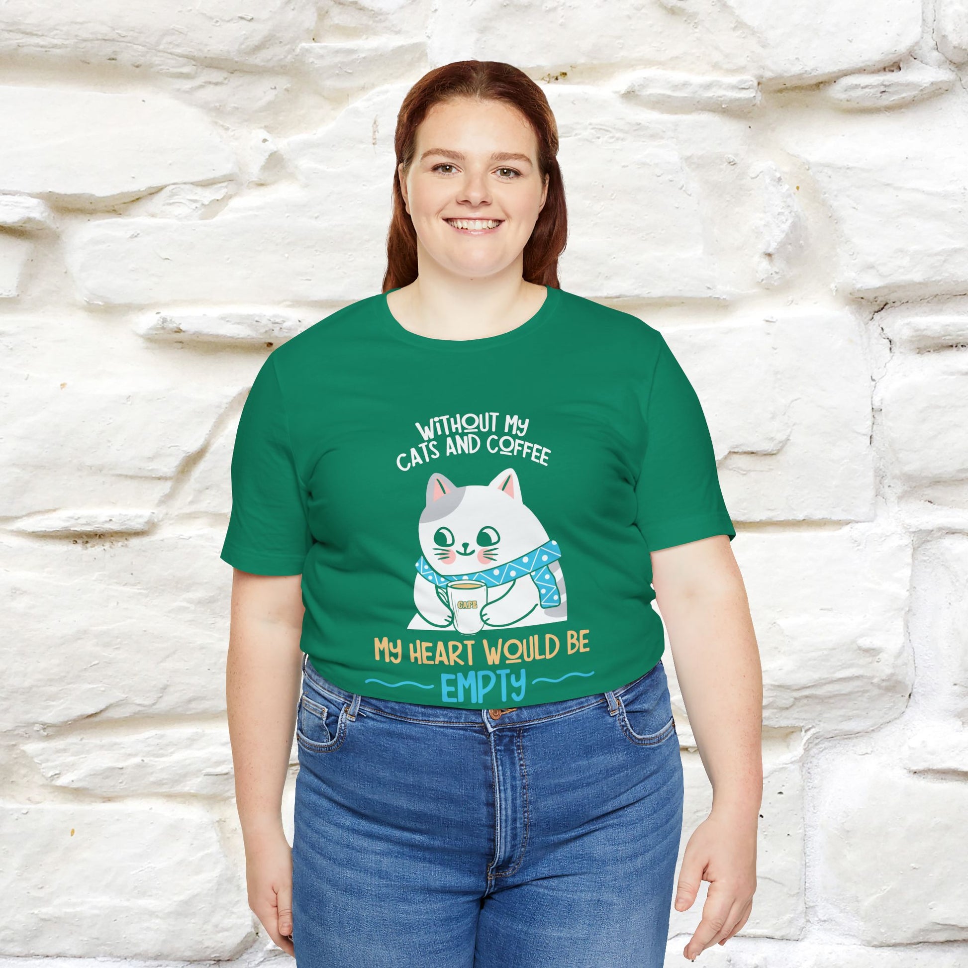 "Without My Cats and Coffee, My Heart Would Be Empty" Cat T-shirt | Nunu&Miao Studio - Nunu&Miao Studio
