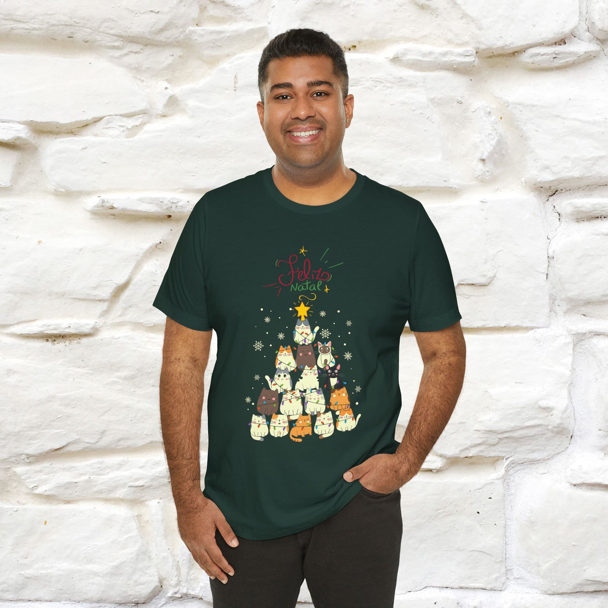 "Feliz Natal" Cat T-shirt|Nunu&Miao Studio - Nunu&Miao Studio