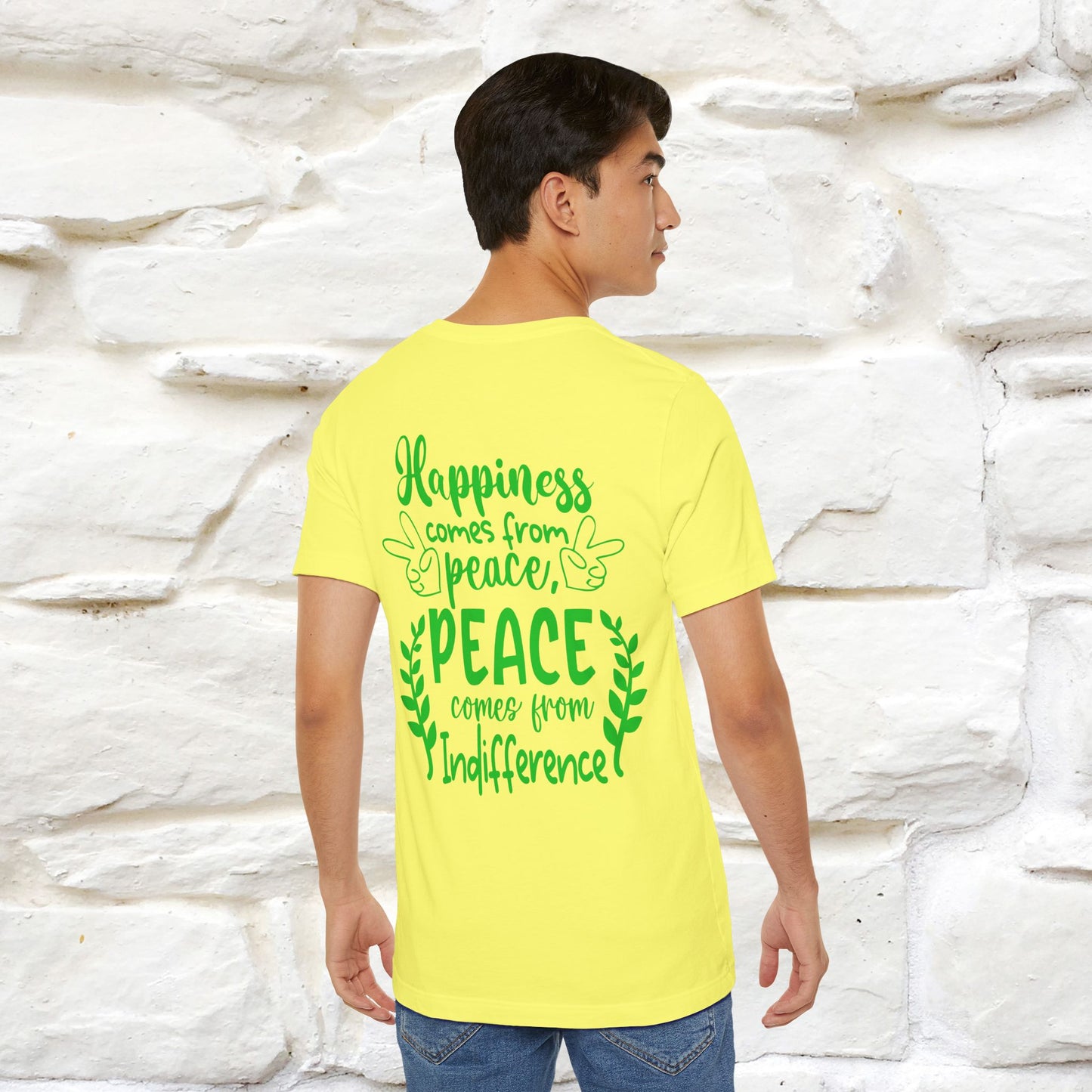 "Happiness Comes From Peace, Peace Comes From Indifference" Cat T-Shirt| Front & Back Design | Nunu&Miao Studio - Nunu&Miao Studio
