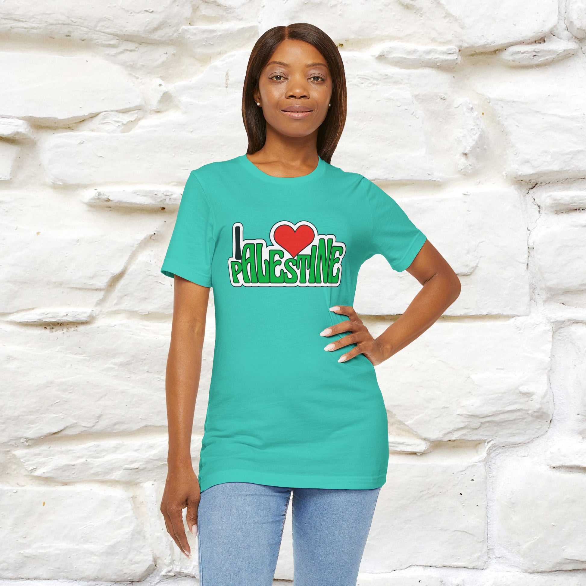 "I Love Palestine" Cat T-shirt | Front & Back Design |Nunu&Miao Studio - Nunu&Miao Studio