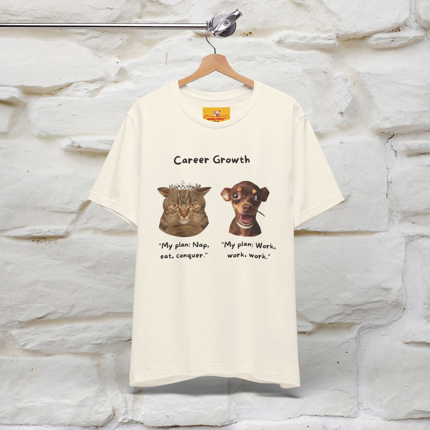 "Career Growth: Cat vs. Dog" | Cat T-Shirt | Nunu&Miao Studio - Nunu&Miao Studio