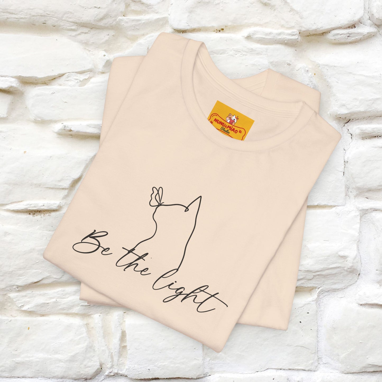 "Be The Light" Cat T-Shirt | Front & Back Design | Nunu&Miao Studio - Nunu&Miao Studio