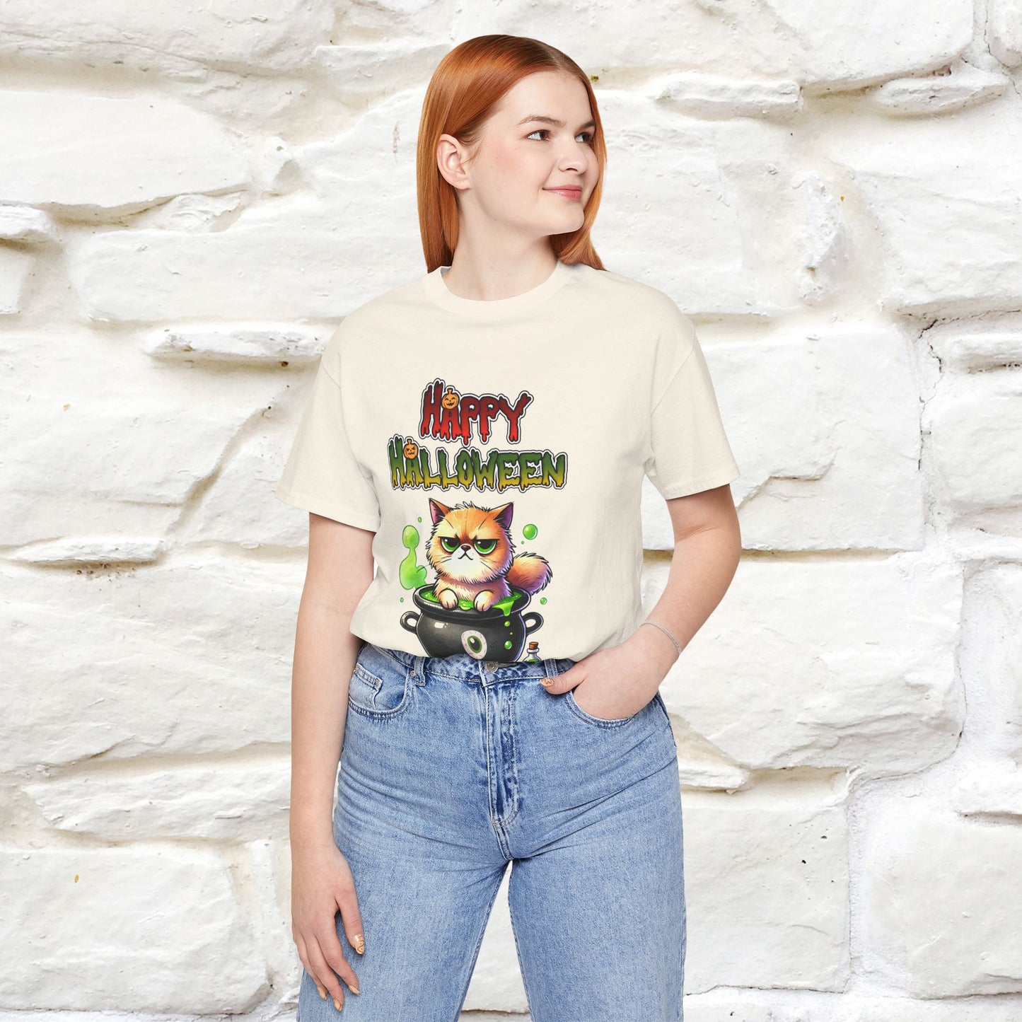 "Angry Cat Happy Halloween" Cat  T-shirt |Nunu&Miao Studio - Nunu&Miao Studio