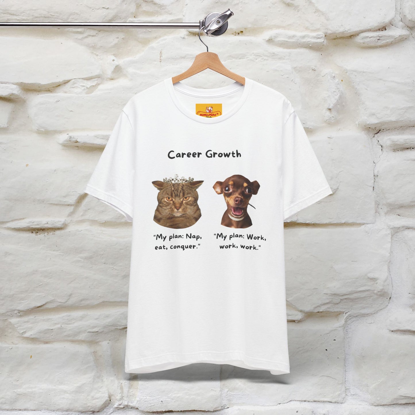 "Career Growth: Cat vs. Dog" | Cat T-Shirt | Nunu&Miao Studio - Nunu&Miao Studio