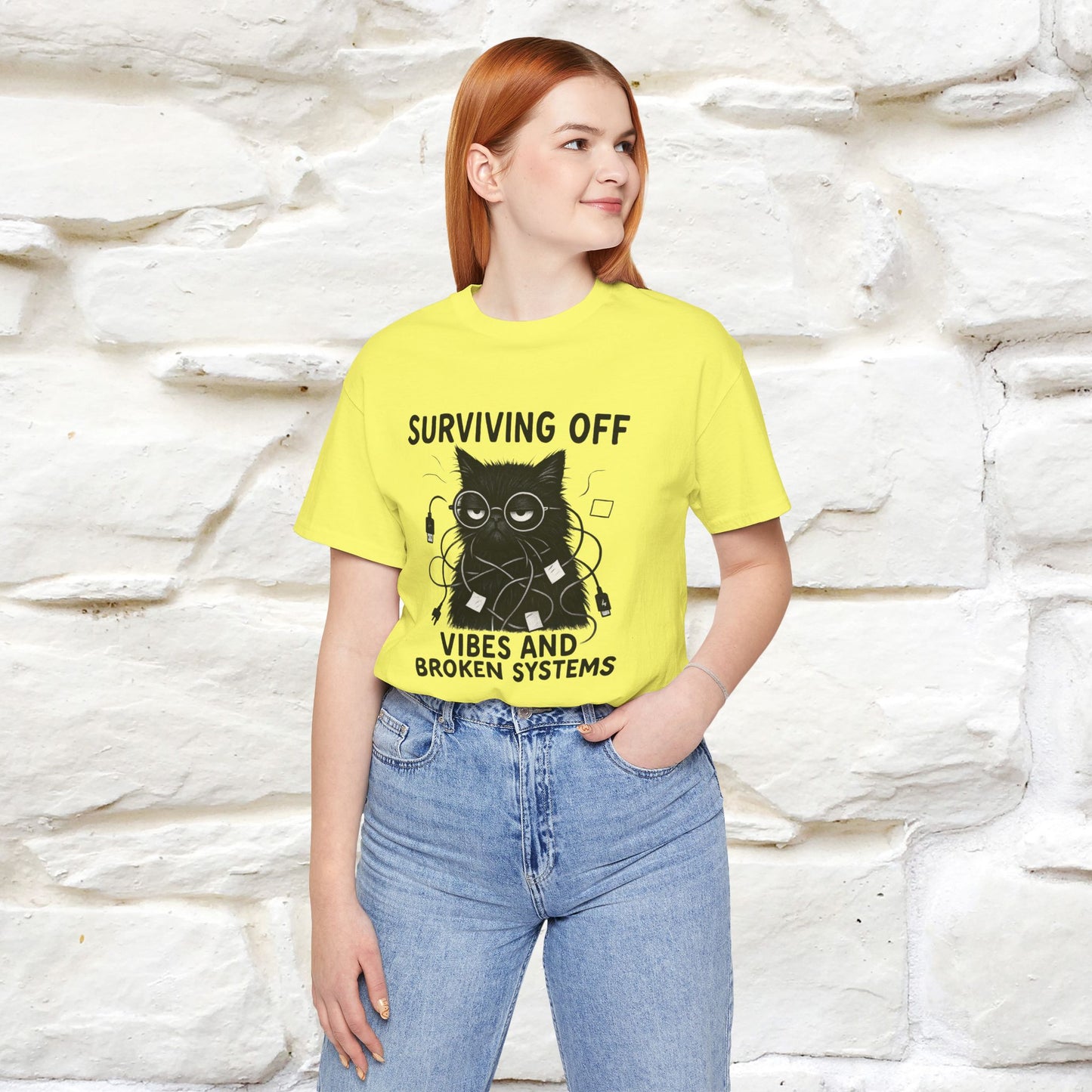 "Surviving Off...Vibes And Broken .. " |Cat T-Shirt | Nunu&Miao Studio - Nunu&Miao Studio