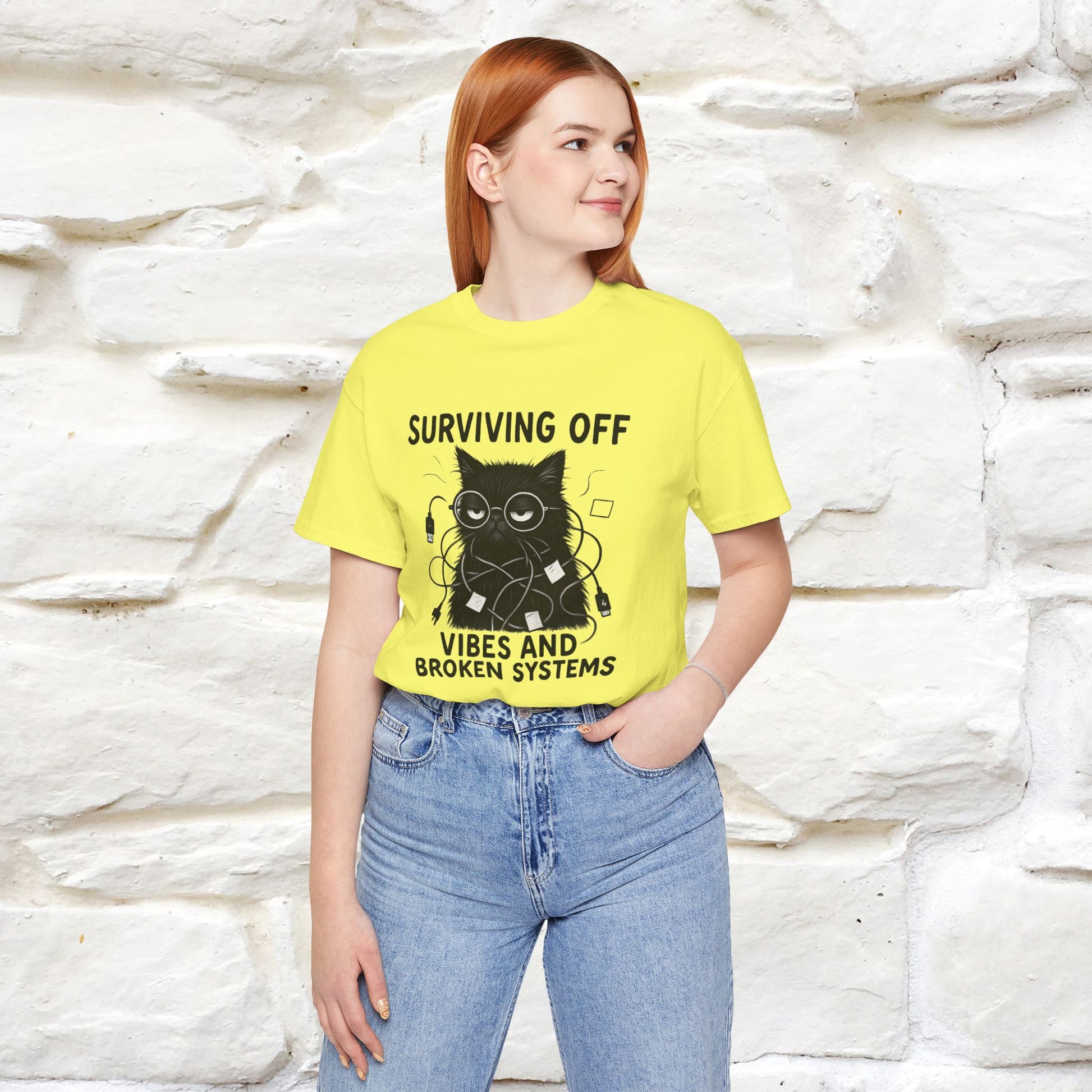 "Surviving Off...Vibes And Broken .. " |Cat T-Shirt | Nunu&Miao Studio - Nunu&Miao Studio