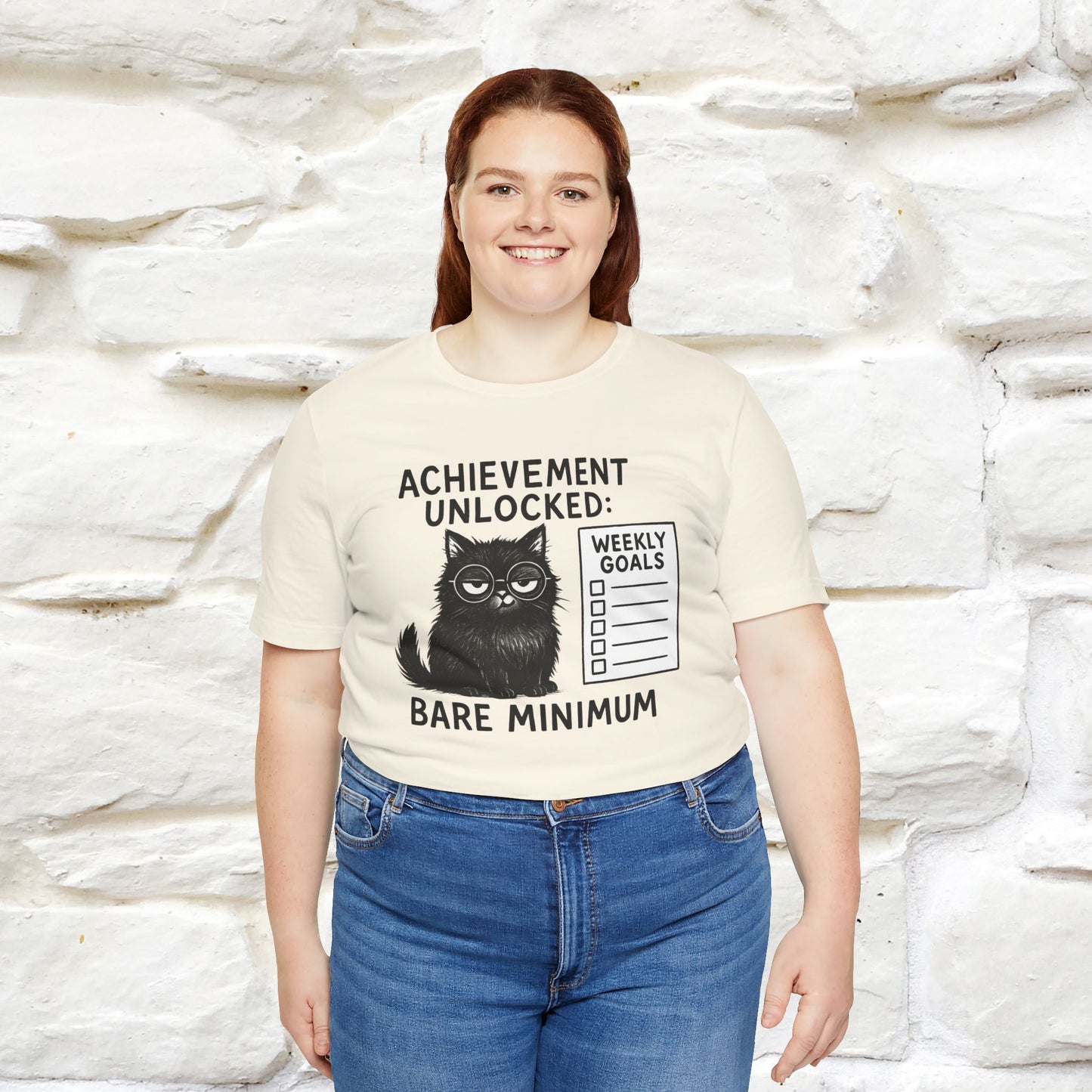 "Achievement Unlocked Bare Minimum." |Cat T-Shirt | Nunu&Miao Studio - Nunu&Miao Studio
