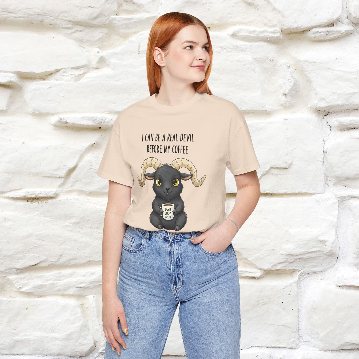 "I Can Be a Real Devil Before My Coffe" Funny T-shirt |Nunu&Miao Studio - Nunu&Miao Studio
