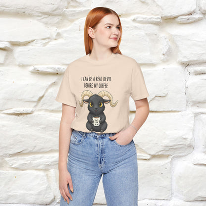 "I Can Be a Real Devil Before My Coffe" Funny T-shirt |Nunu&Miao Studio - Nunu&Miao Studio
