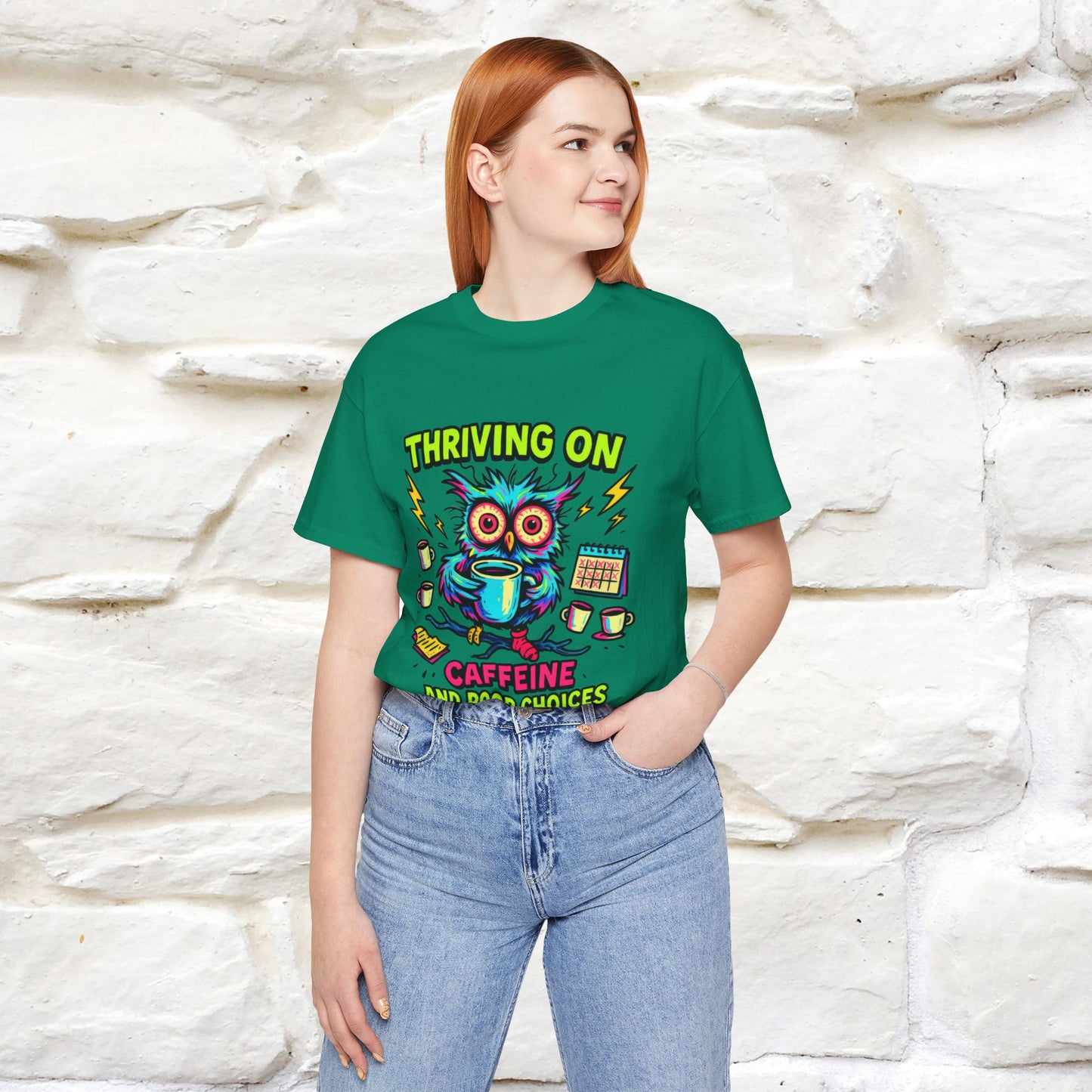 ''Thriving On Caffeine And Poor Choices''|  Sarcastic Cat T-Shirt | Nunu&Miao Studio