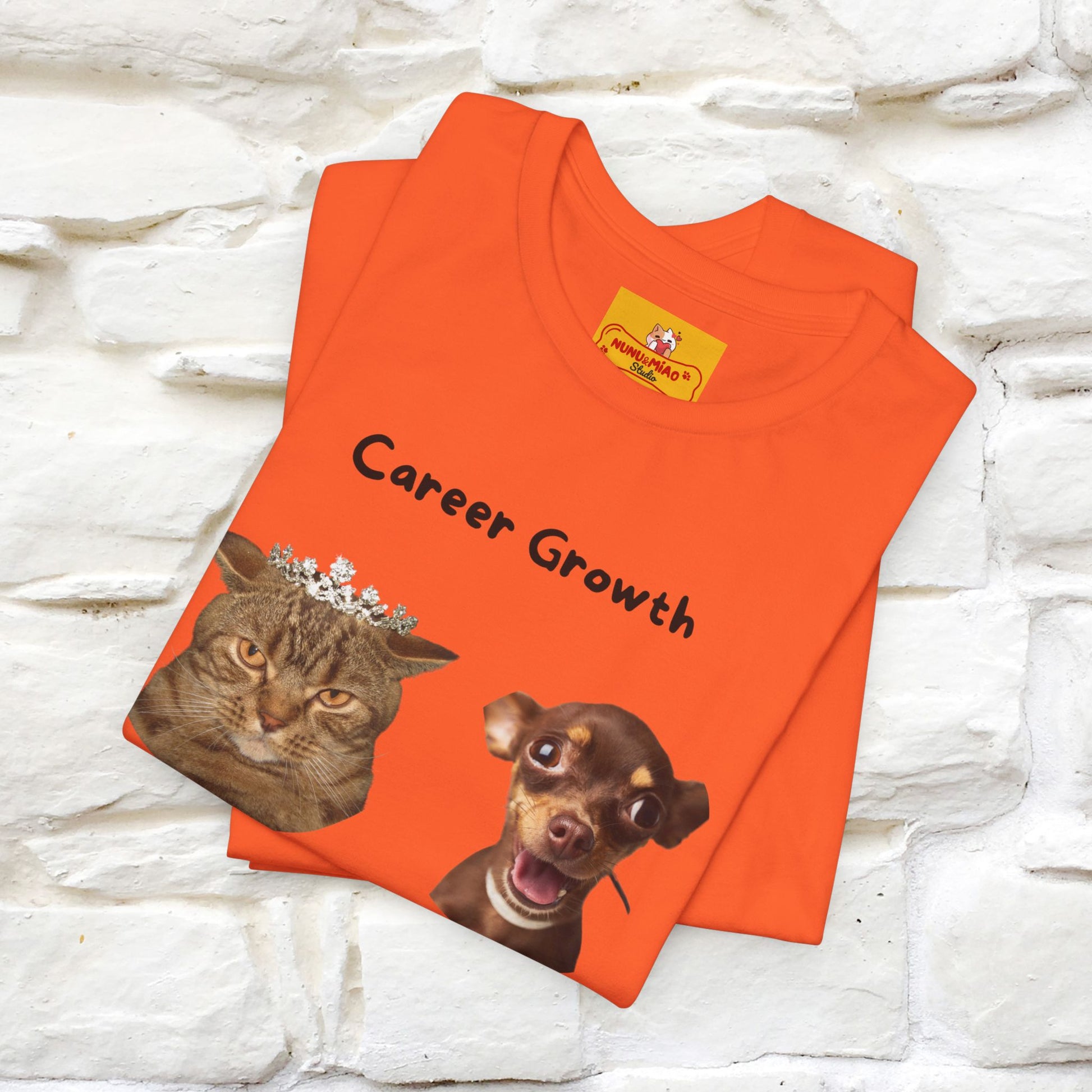 "Career Growth: Cat vs. Dog" | Cat T-Shirt | Nunu&Miao Studio - Nunu&Miao Studio