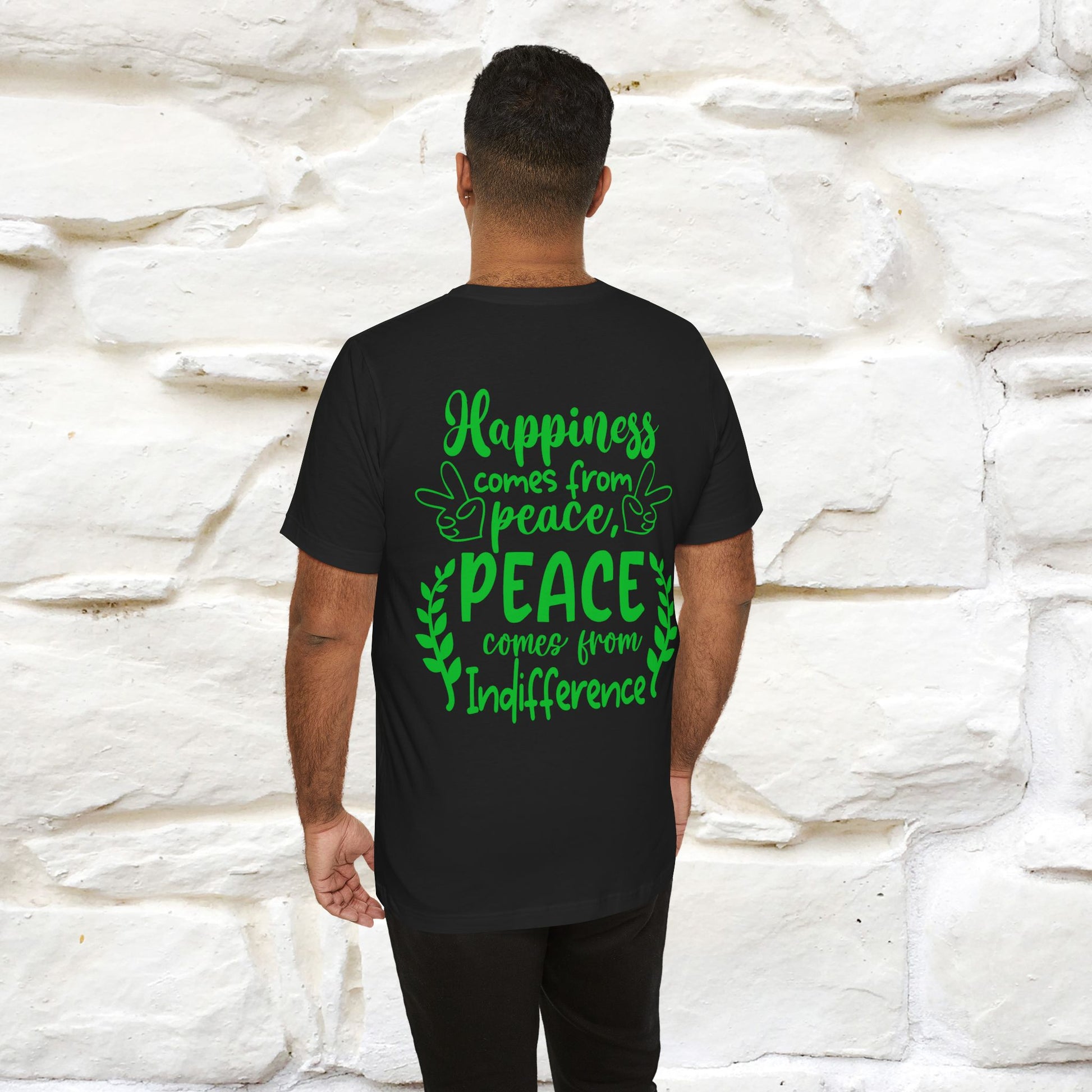 "Happiness Comes From Peace, Peace Comes From Indifference" Cat T-Shirt| Front & Back Design | Nunu&Miao Studio - Nunu&Miao Studio