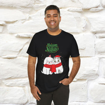 ''Buon Natale Cat and Dog'' Christmas T-shirt  | Nunu&Miao Studio - Nunu&Miao Studio