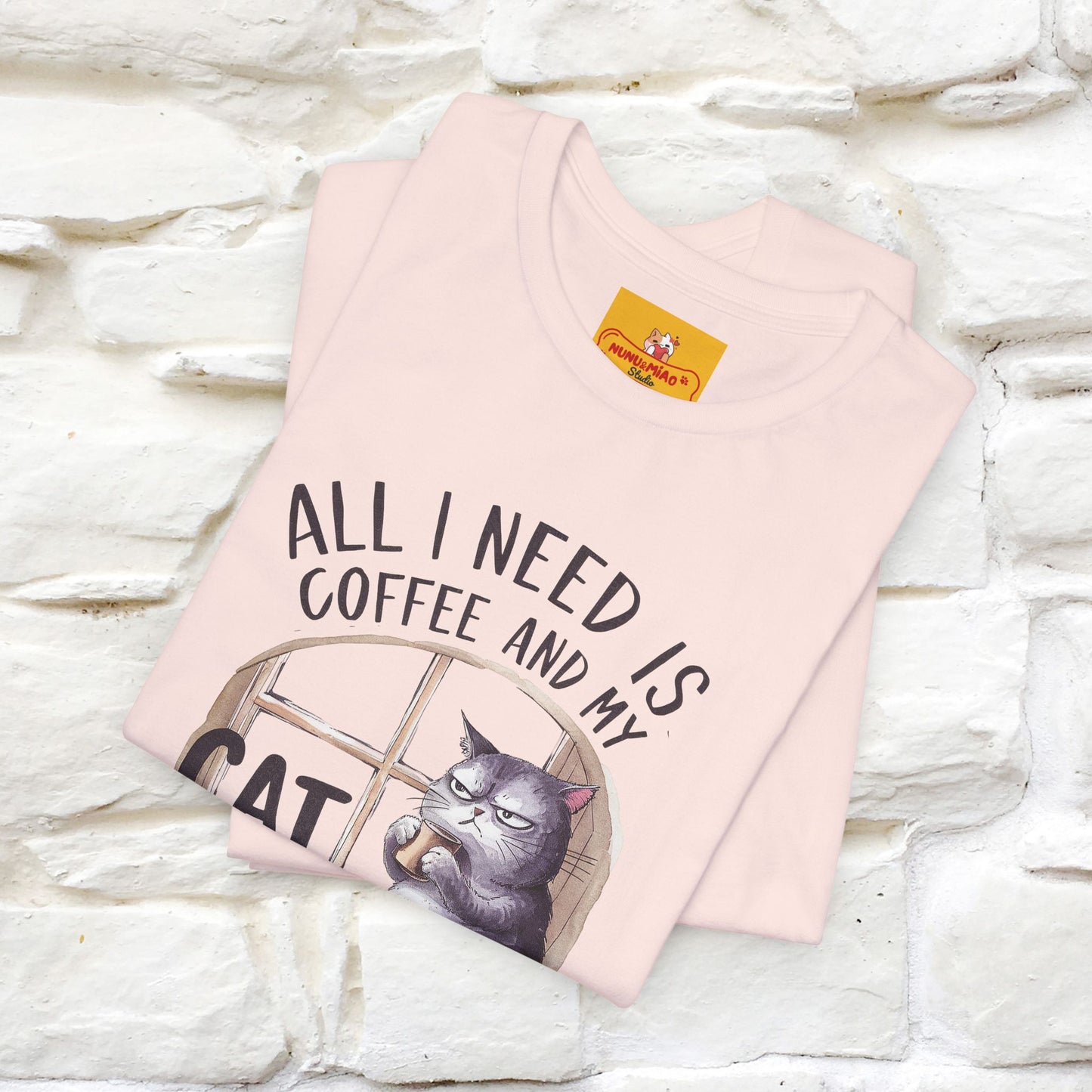 ''All I Need Is Coffee and My Cat, It's Too Peopley Outside''| Cat T-Shirt | Nunu&Miao Studio - Nunu&Miao Studio