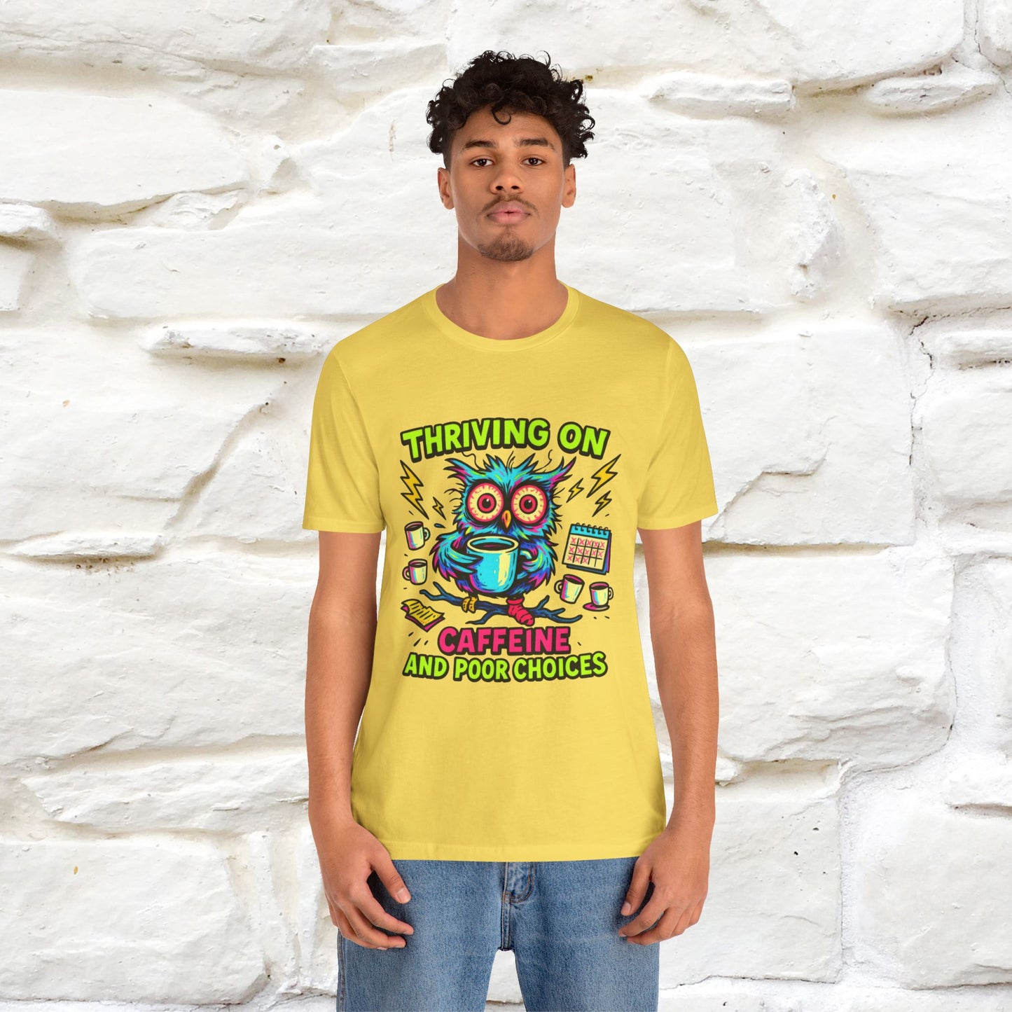 ''Thriving On Caffeine And Poor Choices''|  Sarcastic Cat T-Shirt | Nunu&Miao Studio