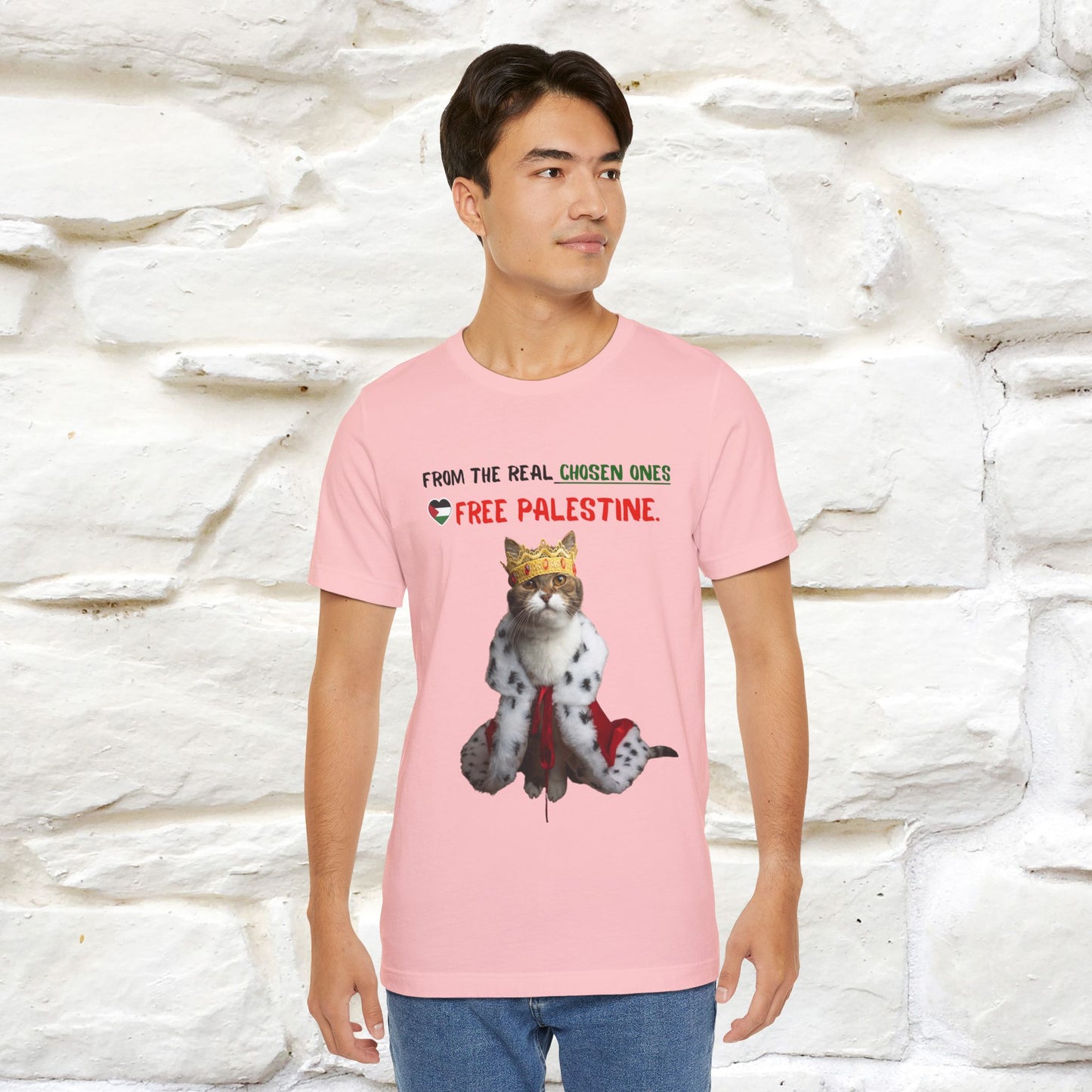 "From the real chosen ones  Free Palestine." Cat T-shirt |Nunu&Miao Studio - Nunu&Miao Studio