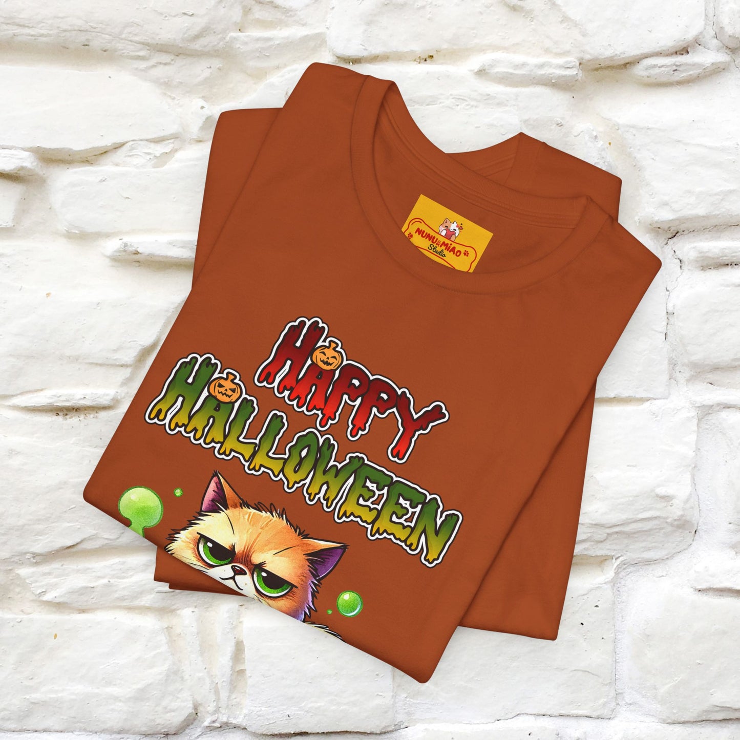"Angry Cat Happy Halloween" Cat  T-shirt |Nunu&Miao Studio - Nunu&Miao Studio