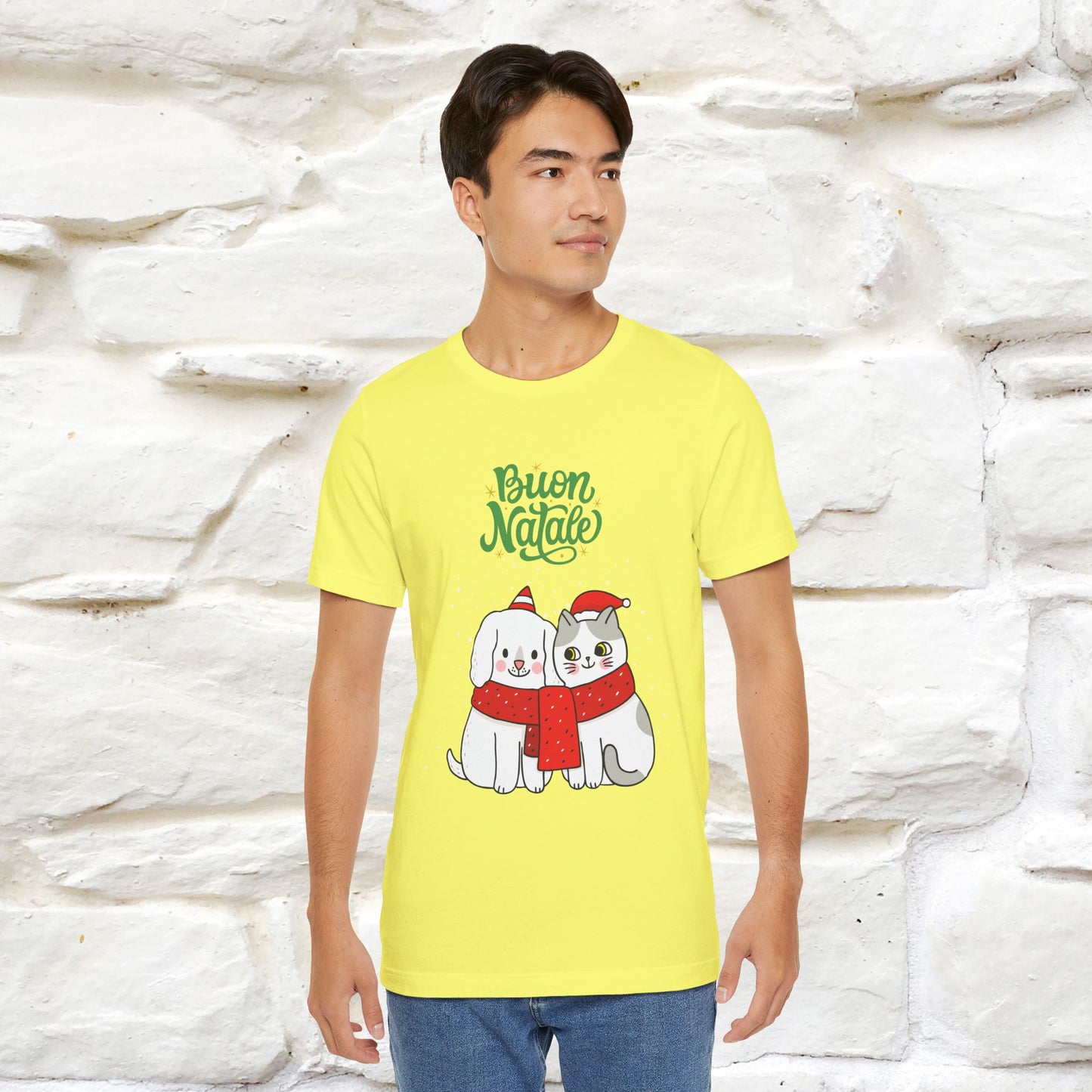 ''Buon Natale Cat and Dog'' Christmas T-shirt  | Nunu&Miao Studio - Nunu&Miao Studio
