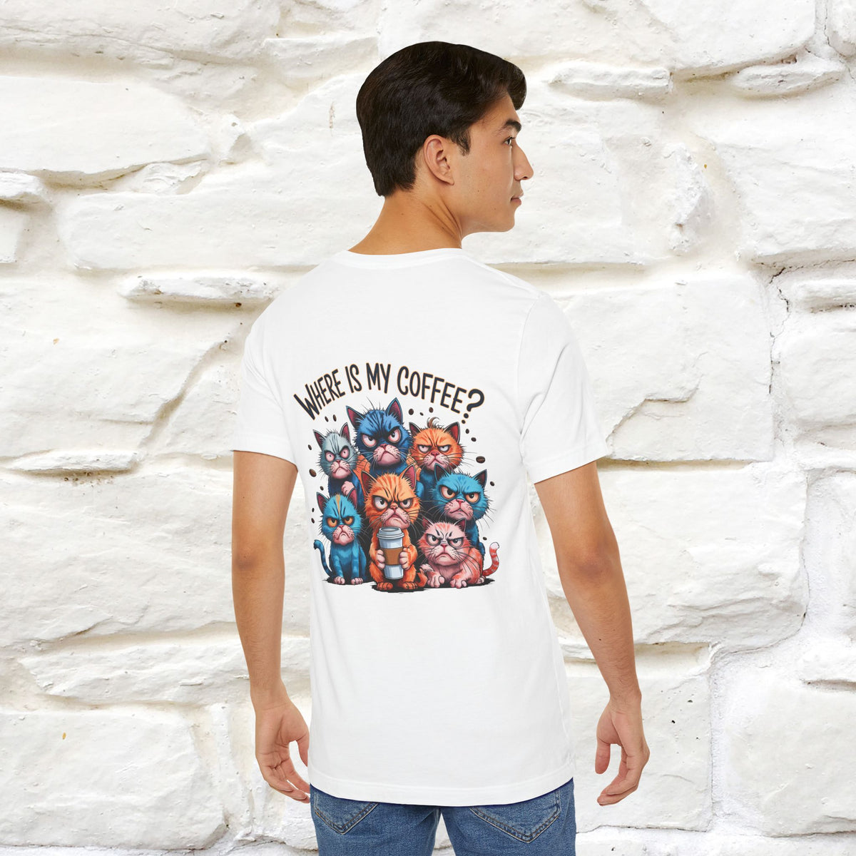 "Where Is My Coffe?" Cat T-Shirt | Front & Back Design | Nunu&Miao Studio