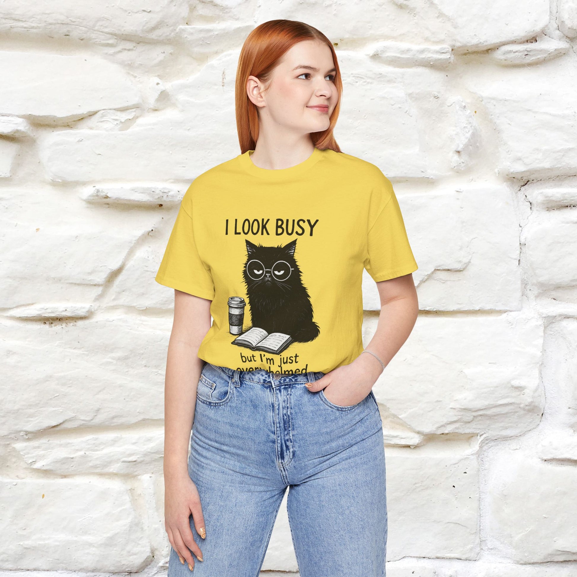 "I Look Busy But I'm Just Overwhelmed" |Cat T-Shirt | Nunu&Miao Studio - Nunu&Miao Studio