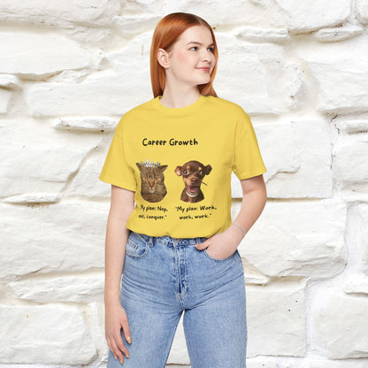 "Career Growth: Cat vs. Dog" | Cat T-Shirt | Nunu&Miao Studio - Nunu&Miao Studio