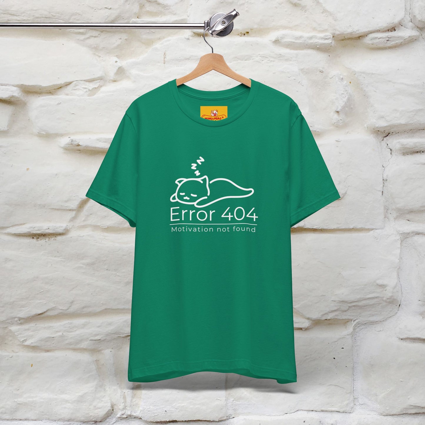 ''Error 404 Motivation Not Found'' Cat T-Shirt Front and Back Design | Nunu&Miao Studio - Nunu&Miao Studio