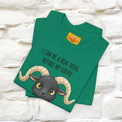 "I Can Be a Real Devil Before My Coffe" Funny T-shirt |Nunu&Miao Studio - Nunu&Miao Studio