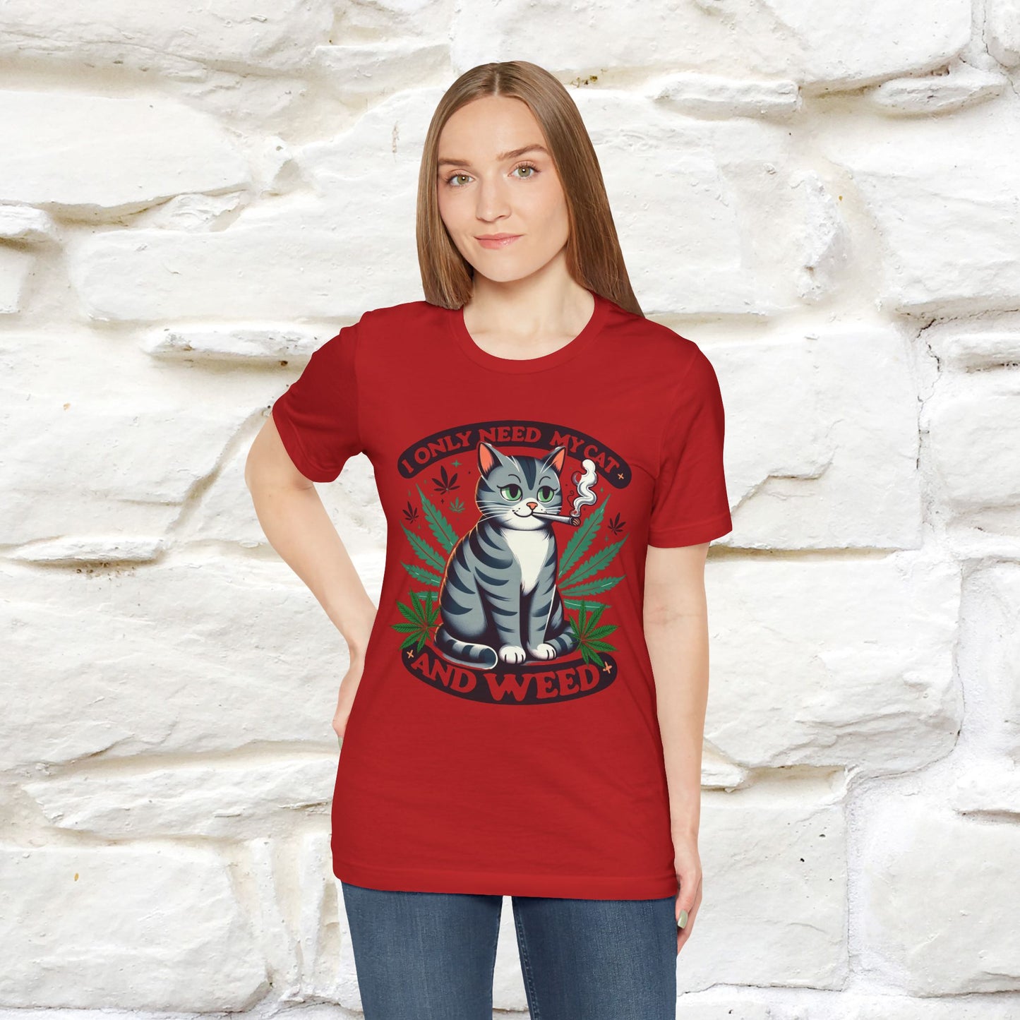 ''I Only Need My Cat and Weed'' Funny T-Shirt | Nunu&Miao Studio - Nunu&Miao Studio