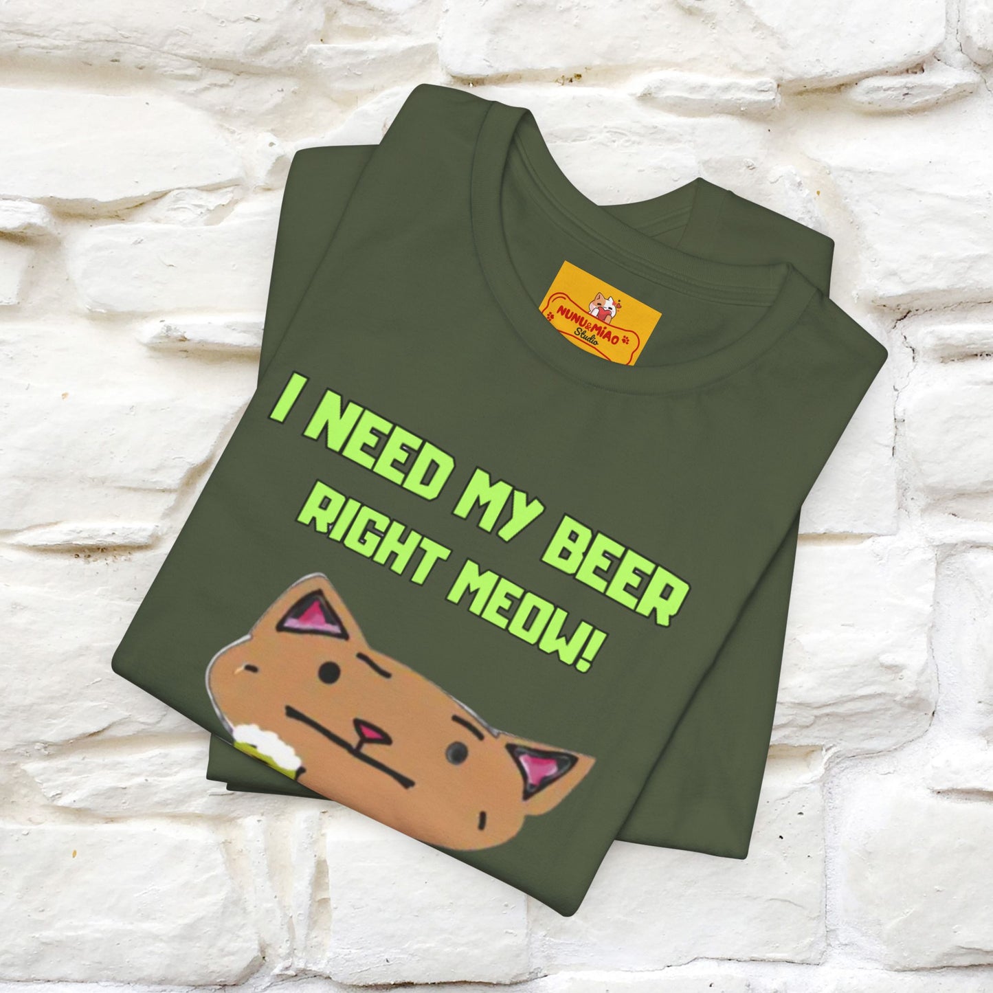 "I Need My Beer Right Meow!" Cat  T-shirt |Nunu&Miao Studio - Nunu&Miao Studio