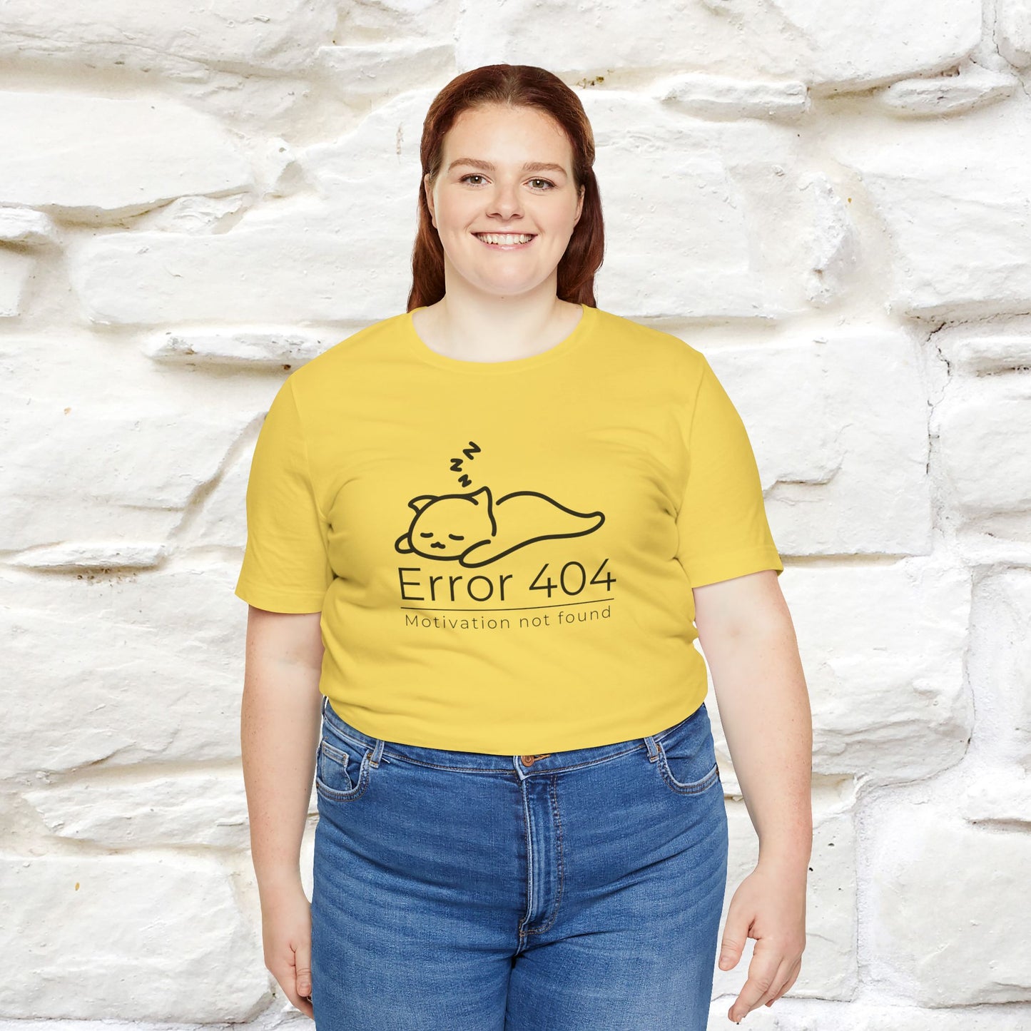 ''Error 404 Motivation Not Found'' Cat T-Shirt Front and Back Design | Nunu&Miao Studio - Nunu&Miao Studio