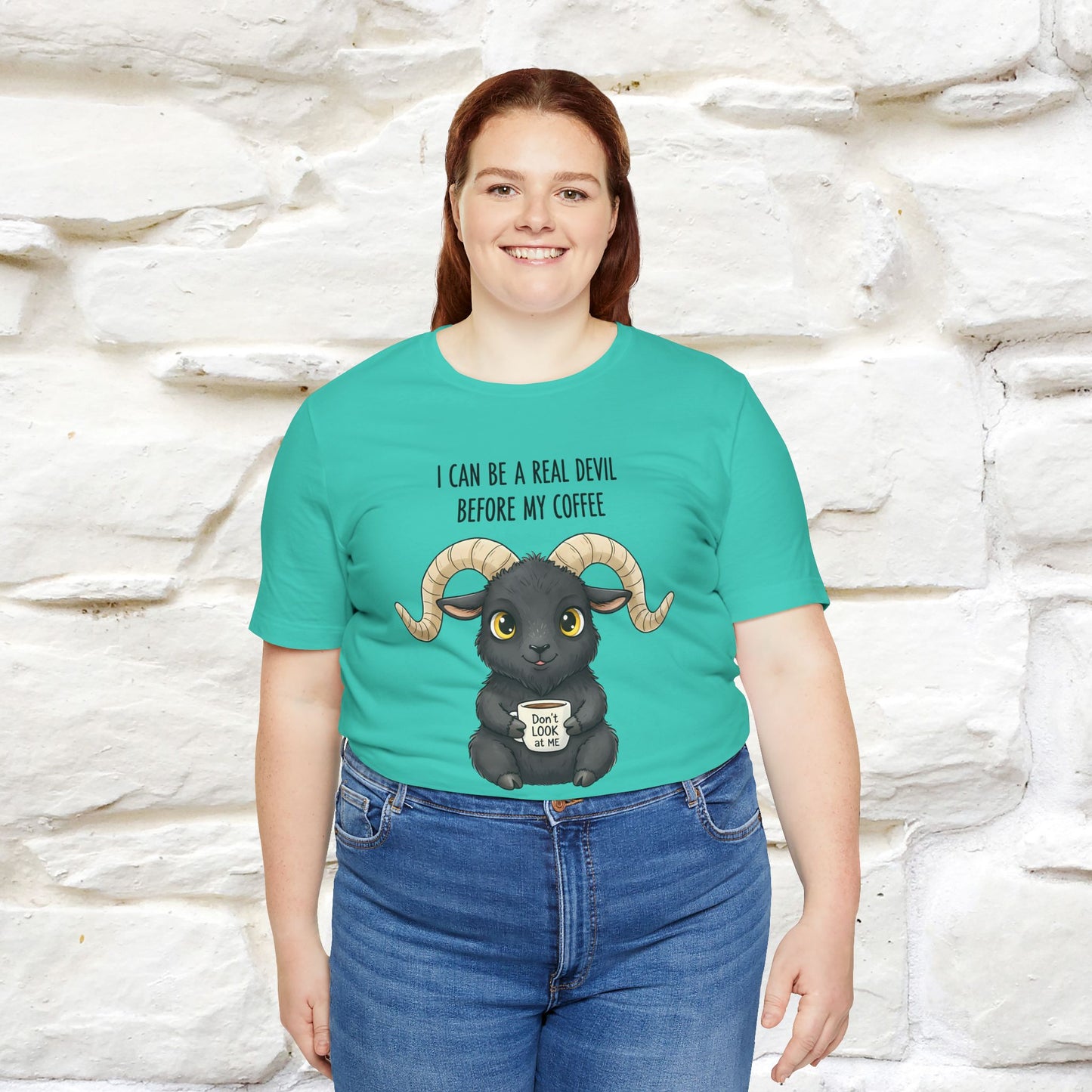 "I Can Be a Real Devil Before My Coffe" Funny T-shirt |Nunu&Miao Studio - Nunu&Miao Studio