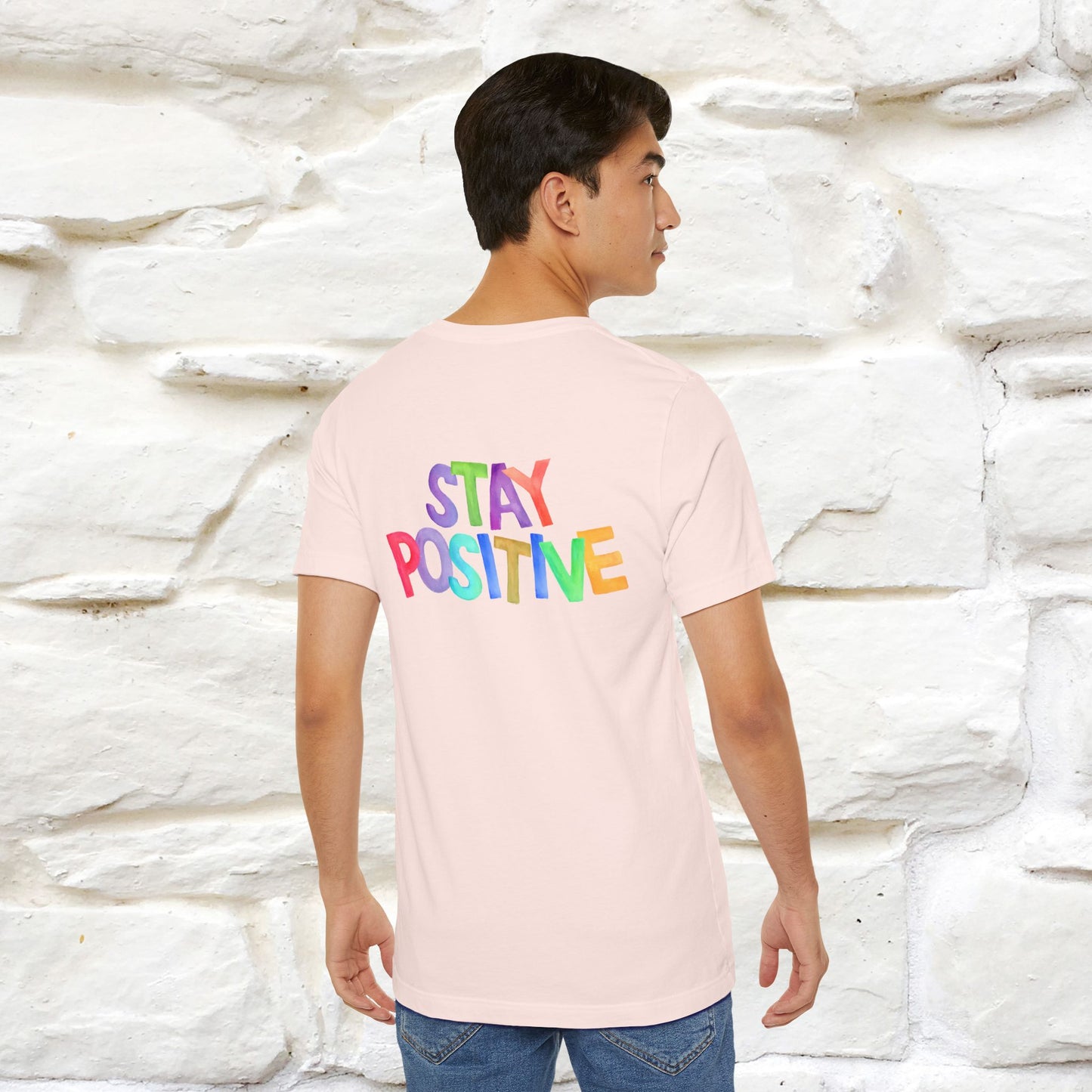 "Stay Positive'' Cat T-Shirt | Front & Back Design | Nunu&Miao Studio - Nunu&Miao Studio